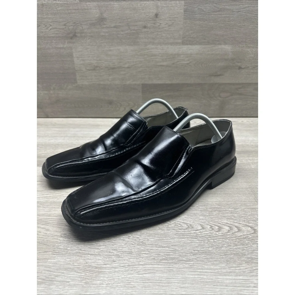 Stacy Adams Black Leather Loafers Slip On Men's Dress‎ Shoes 9.5M  Very Nice